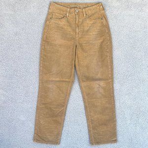 American Eagle Corduroy Mom Straight Jeans Womens 8 Stretch AEO Tapered Beige